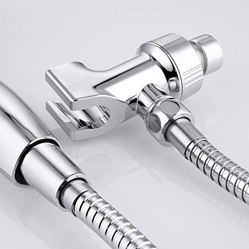 Universal Shower Head Holder for Hand Held Showerheads, Adjustable Shower Arm Mount Bracket with Brass Pivot Ball, Shower Head Support - Chrome - Thumbnail 3