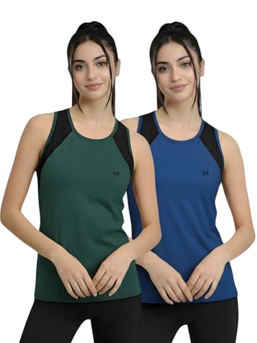 Image of White Moon Women's Gym Tank Top Combo | Pack of 2 Sleeveless Sports T-Shirts for Running, Training & Yoga