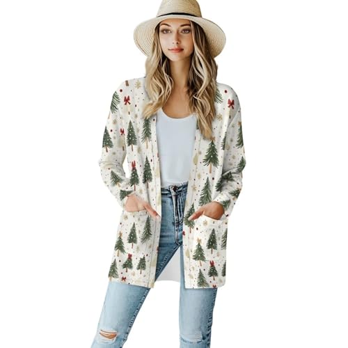 Image of Women's Open Front Cardigan Long Sleeve Loose Sweater Lightweight Soft Cardigan Jackets