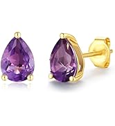 FANCIME 14k Solid Yellow Gold Armut Stud K&uuml;peler Dişli K&uuml;me Stud K&uuml;peler Doğal/Yaratılmış M&uuml;cevherler...