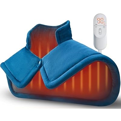 Heating Pad for Neck Shoulders Back, Weighted Heated Wrap, Electric Neck Shoulder Heating Pads 6 Heat Settings 4 Auto-Off,Mothers Day Gifts for Mom, Anniversary Birthday Gifts for Women Men Dad, Blue