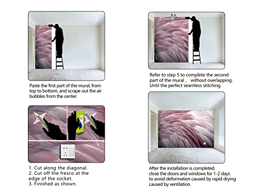 Wxhfm - Modern Feather Velvet Wallpaper Kids Bedroom Wall Mural Nursery Large Adhesive Fabric Trendy Room Decor - 91"X65"（Not Peel And Stick） #TOP5