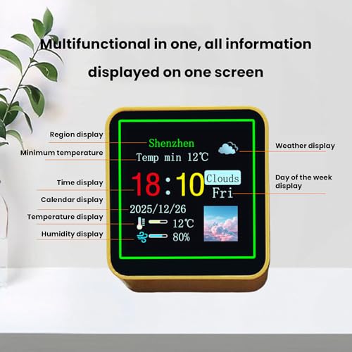 diymore WiFi Digital Alarm Clock with Temperature,Sunrise Alarm Clocks Humidity Weather Clockdigital Clock Small Weather Display,10 Themes for Seniors,Desktop,Office,Students USB Port - Image 3