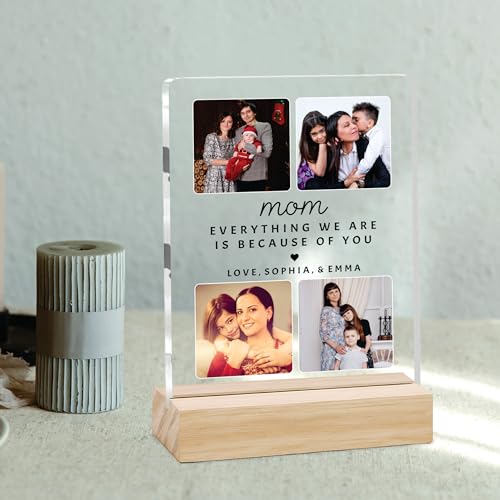 Image of Giftplease Customized Photo Frame With Wooden Stand | Personalised Printed Photo & Text Frame | Gift For Mom | Birthday | Mother's Day | (Transparent, 6x8 Inches, Tabletop) m 10