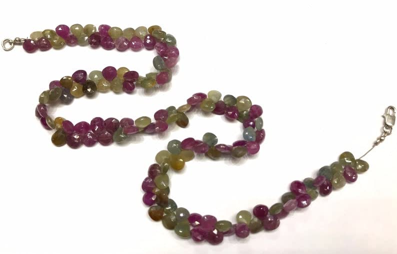 Multi-saphirs naturels en forme de cœur perles pour création bijoux artisanaux DIY - 5