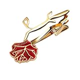 QINGANRAN Elegant Flower Tie Clip for Men Coral Red Enamel Rose Tie Bar Fashion Simple Business Tie Pin Men's Jewelry Gifts