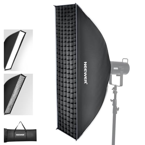 NEEWER Kit de boîte à lumière rectangulaire, 30,5 x 119,4 cm avec diffuseurs de lumière pour Studio, éclairage en continu, Compatible avec Aputure 120d, Compatible avec Godox SL60w, NS94P
