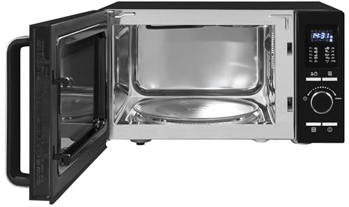 Exquisit® Microondas Multifunción 25L, 900W, con Grill y Aire Caliente 1950W, Negro, 9 Programas Automáticos, 11 Niveles de Potencia, Plato 27 cm, Medidas (28,0 x 48,5 x 39,5 cm)