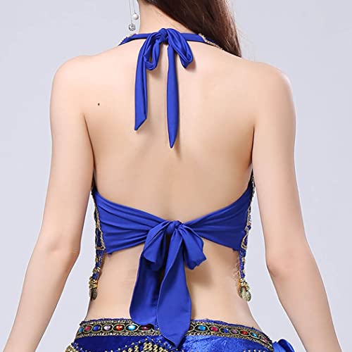 GRAEEN Women Sequin Crop Top Belly Dance Bra Top Coin Talter Tank Top Costume Sequin Tassel Top - Image 3