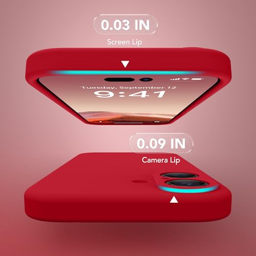 Image of Magnetic for iPhone 16 Case, Compatible with MagSafe, [Screen Protector + Full Camera Protection], Silicone Shockproof Anti-Scratch Protective Phone Case for iPhone 16 6.1 inch, Deep Red
