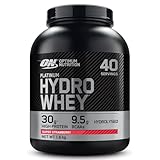 Optimum Nutrition Platinum Hydro Whey, Hydrolysed Whey Protein Isolate Powder with Essential Amino Acids, Glutamine and BCAA, Super Strawberry Flavour, 40 Servings, 1.6 kg