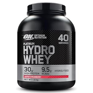 Optimum Nutrition Platinum Hydro Whey, Hydrolysed Whey Protein Isolate Powder with Essential Amino Acids, Glutamine and BCAA, Super Strawberry Flavour, 40 Servings, 1.6 kg