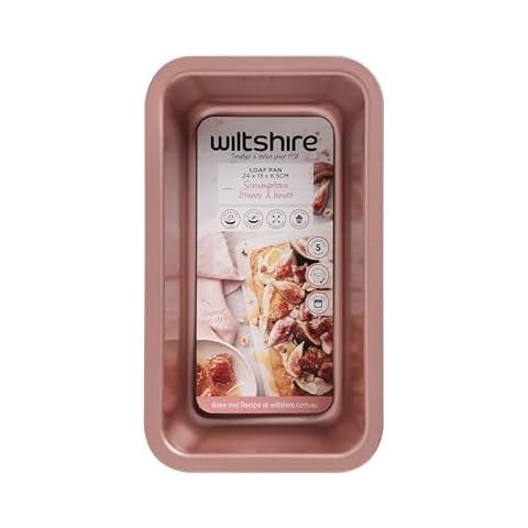Wiltshire Rose Gold Loaf Pan, PFOA PTFE Free, Robust Baking Pan, Non-Stick Coating, Bakeware for Banana Bread, Cake Mould, 24x13x6.5cm Cover