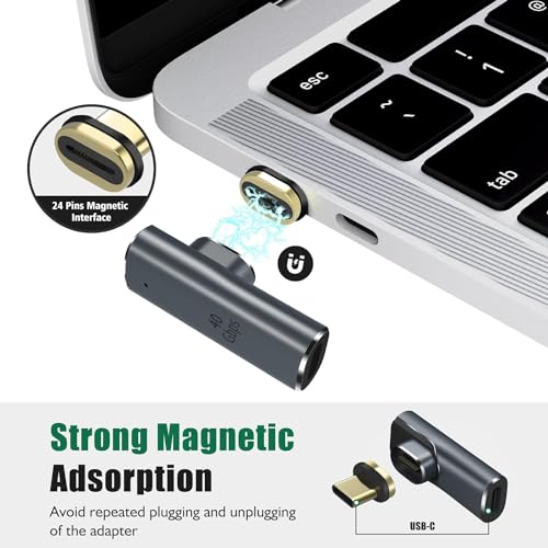 Image of Tobo 90 Degree Magnetic USB C Adapter 24 Pins with PD 100W Fast Charge USB 4 40Gbps 8K 60Hz for Thunderbolt 3 /4, MacBook Pro /Air /ROG Ally /Steam Deck /PS5 PSVR 2(TD-1103TC, Pack-of-2)
