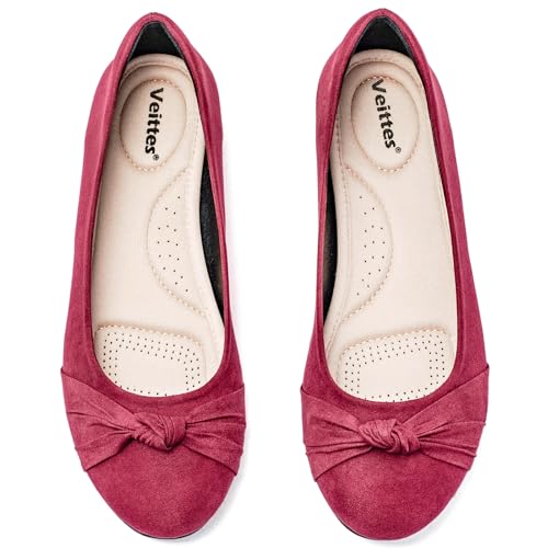 Image of Veittes Women's Wide Width Flat Shoes, Dressy Round Toe Slip On, Soft Comfortable Office Work Daily Walking Ballet Flats.