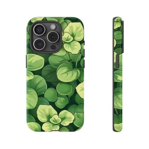 Coque rigide iPhone 15 Pro évite rayures motif microgreens vert