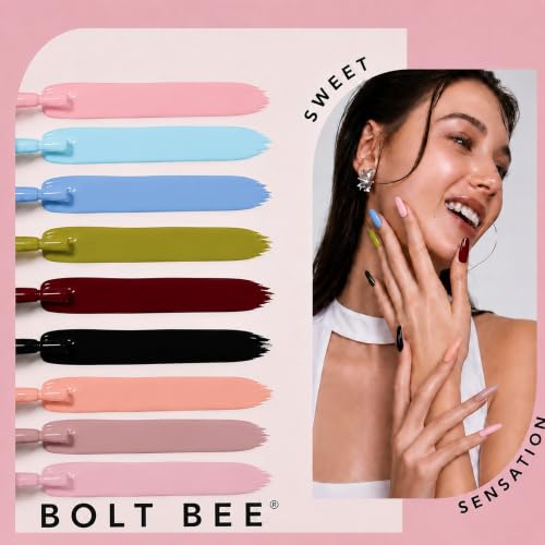 Image of Bolt Bee Gel Polish Kit Gel Polish Set,6 Colors Light Soft Sakura White Nude Spring Soak Off Nail Art Design Manicure Kit at Home (26)