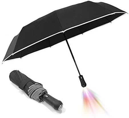 Miniatura 2 de LEAGERA Windproof Compact Umbrellas for Rain with LED Light Flashlight Umbrella, Oversized Travel Folding Umbrella Reflective Stripes Automatic