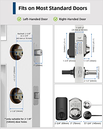 Teeho Te002L Fingerprint Door Lock With 2 Lever Handles, Keyless Entry Deadbolt With Handle Set, Electronic Keypad Deadbolt For Front Door, Auto Lock And 1 Touch Locking, Satin Nickel #TOP6