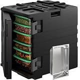 YITAHOME Insulated Food Pan Carrier, 95 Qt LLDPE Hot Box for Catering w/Stainless Steel Pan, Catering Food Warmer with Swivel Casters for 6 Full-Size Pans, Stackable Design for Restaurant Gathering