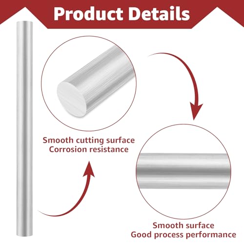 Image of 3PCS 1 Inch Solid Round Aluminum Rod, 6061 Aluminum Round Bar, 13 inch Long Aluminum Round Stock for Industrial, DIY Craft, New Lathe Bar