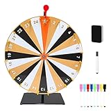 WDKXCN 30 cm Glücksrad Zum Drehen, Glücksrad Spielzeug, 24 Slots,mit Bode und 9 Löschbaren Stift, Gluecksrad Gluecksrad,Glücksrad Kaufen, Glücksrad Eisen für Karnevalspartys Wortspiele,Weihnachten