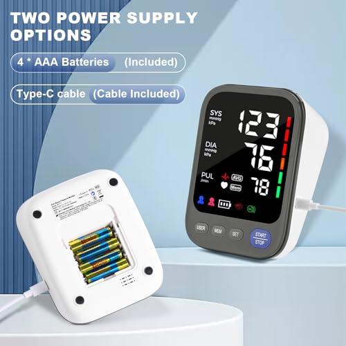Image of Blood Pressure Monitor,Automatic Digital Upper Arm Blood Pressure Machine with Adjustable Large Cuff,Hypertension Detector-LED Display 2 Users 240 Sets Memory