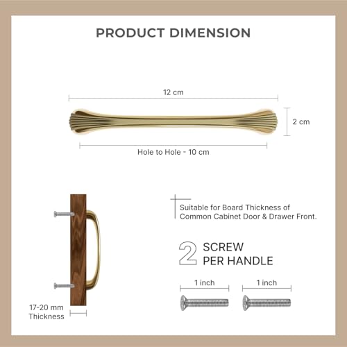 Image of LAPO 4 Inch Cabinet Pull Handles for Kitchen Furniture, Drawer and Cupboard Grip Handle, Smooth Holding Design, Hole to Hole Size 10 cm, Easy Install, Durable Structure (Antique Gold, Pack of 2)