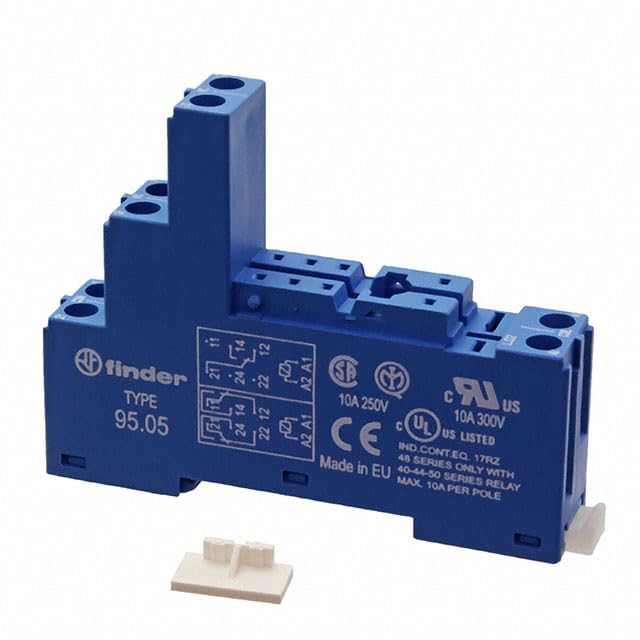 95.05 DIN-Rail Socket, Screw Terminal, Used with 40/44 Series Relay, 95 Series