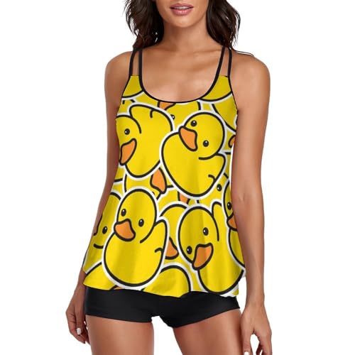 Robe de plage tankini canard pour femme, ensemble bikini couvrant pour masquer les complexes