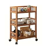Utensy Carro de servir con ruedas, carrito de cocina de madera, 3 estantes,...