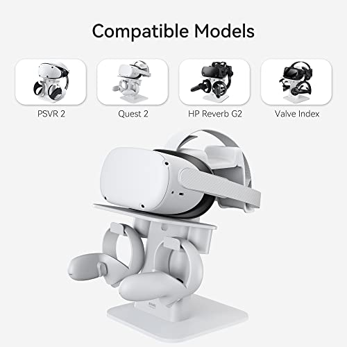 Kiwi Design Vr Stand Accessories Compatible With Quest 2/Psvr 2/Valve Index/Hp Reverb G2/ Pico 4/Quest Vr Headset And Touch Controllers（Gray-White） #TOP2