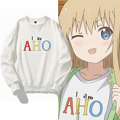 ゆるゆり パーカー 長袖 歳納 京子（としのう きょうこ） i am AHO 同型 日常服 コスプレ衣装 運動パーカー アニメ 春夏 ゆったり おしゃれ シンプル 大きいサイズ 薄手/厚手 プルオーバー トップス シンプル 通気性 柔らかい 黒パーカーグッズ 部屋着 学園祭 誕生日 プレゼント 男女兼用 (G,L/薄手)