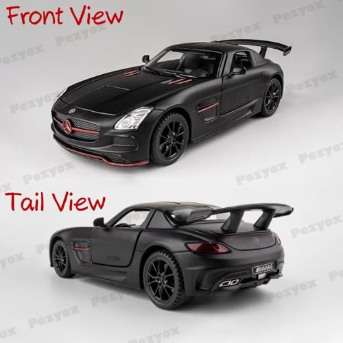 Image of 1:32 Benz SLS AMG Model Car Zinc Alloy Pull Back Toy with Sound & Light Fun for Kids, Boys & Girls Collectible Diecast Car for Ages 3+ (Black)