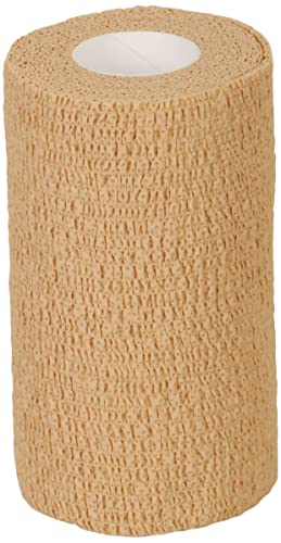 Medline Self Adherent Cohesive Wrap Bandages With Latex, 6" X 5 Yards, Tan (12 Count) #TOP28
