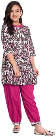 Modish Couture Kid's Girl Stylish Embellished Kurta & Plazzo Set (Multicolour) - MDCT_028