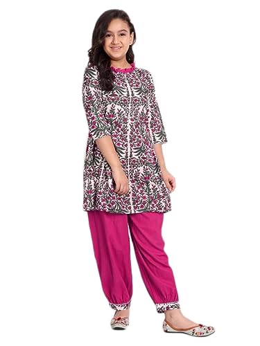 Modish Couture Kid's Girl Stylish Embellished Kurta & Plazzo Set (Multicolour) - MDCT_028