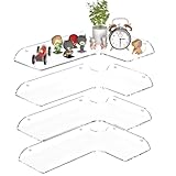 Sezanrpt 8x11.8 Inch Clear Corner Shelf Wall Mount Set of 4, Acrylic Corner Floating Shelves, Wall Organizer Shelf for Bathroom, Kitchen, Bedroom, Living Room, Dining Room, Office
