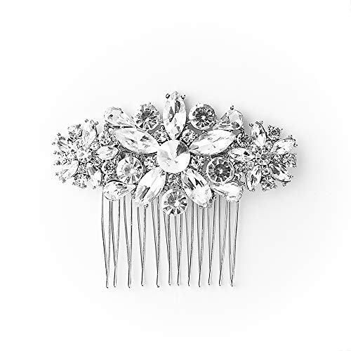 Peigne à cheveux en cristal mariage strass argenté pour chignon mariée