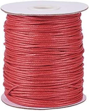 PandaHall 100 Yards/Roll 1.5mm Braided Waxed Cotton Cord String DIY Jewelry Craft Macrame Making Beading Thread Rope with Spool (Black)