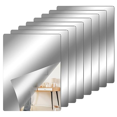 QUOTRE 6 Piezas de Hojas de Espejo, 20 x 15cm Autoadhesivo Flexible no de Vidrio de Espejo de Pared Pegatinas Espejo Flexible películas para la decoración del hogar Cuarto de baño, 1 mm de Grosor