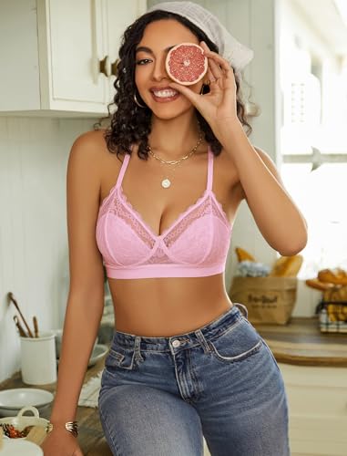 Image of Avidlove Bralettes for Women Lace Racerback Bras Wireless Unlined Bralette Comfy Bra Sexy Lingerie Tops