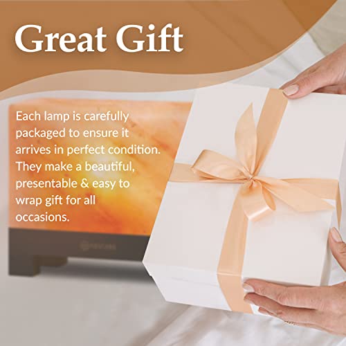 Nevlers Rectangle Shape Pink Himalayan Salt Lamp With Wood Base | 7-8 Lbs 8"H X 3.75"W X 7.5"L Salt Rock Lamp | Himalayan Pink Salt Lamp + 2 Bulbs & Dimmer Cord| Hand Crafted Pink Himalayan Salt Lamps #TOP6