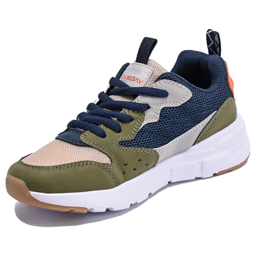 Queday Sneakers for Kids Lightweight Running Shoes for Boys Girls Sport Hiking Running Blue 28