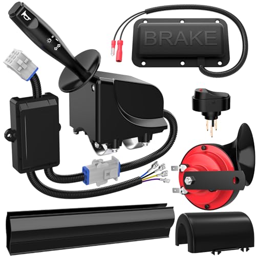 EXOEMTS Golf Cart Turn Signal Kit 9-Pin Plug Golf Cart Plug & Play Street Legal Signal Switch Kit with Horn Brake Pad 12V Upgraded Blinker Light Switch Kits for Club Car EZGO Yamaha Night Warning