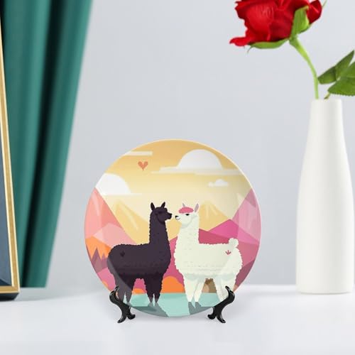 Plato decorativo de porcelana Alpacas in Love 6 pulg miniatura 6