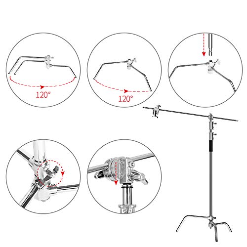 Image of Pro C Stand with Boom Arm, Heavy Duty Light Stand for Photography Studio Video Reflector, Monolight, Softbox and Other Equipment