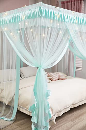 image for Mengersi 4 Corners Post Canopy Bed Curtains for Girls,Bed Canopy Royal