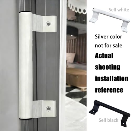 KISWIAR 2 Pcs 8 Inch Aluminum Sliding Door Handle, White Alloy Sliding Door Pull Handles for Patio Bathroom, Comfort Grip Easy Installation (White) by KISWIAR - Used condition - Image 7