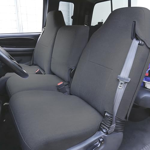 Fioqe Front 40/20/40 Heavy Duty 600D Oxford Fabric Seat Cover Compatible with Dodge Ram 1500 2500 3500 Quad Cab 1998-2002, Split Bench Design with Seatbelt Cutouts-Gray